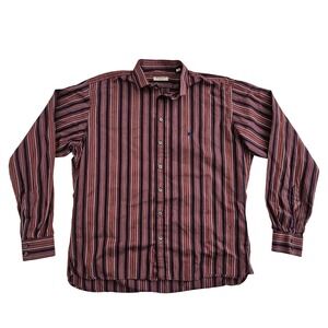 Burberry London Men's Large Striped Long Sleeve Button Front Dress Shirt Vintage